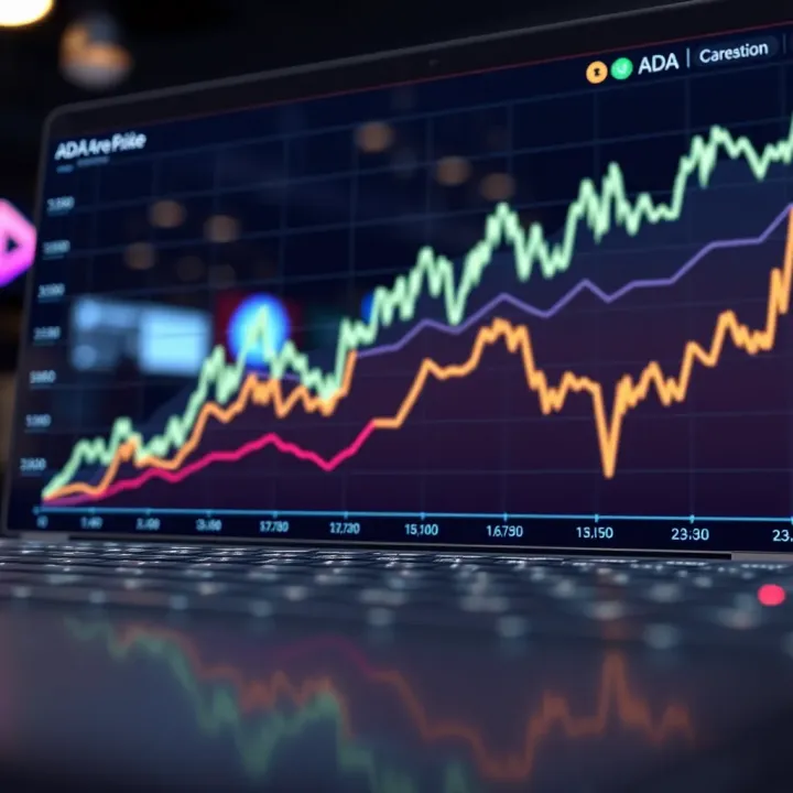 Graph showing upward trend of Cardano's ADA cryptocurrency price movement over time
