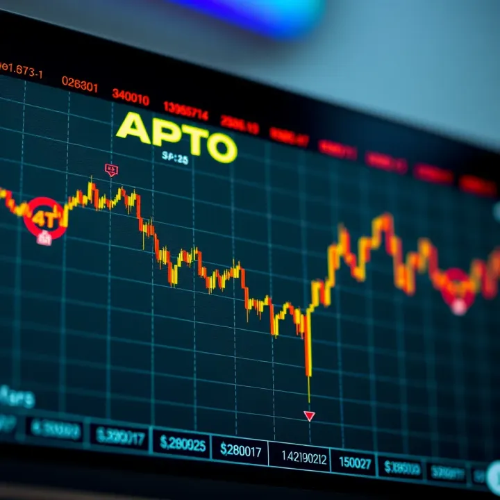 Graph showing the historical price movement of Aptos cryptocurrency with upward and downward trends