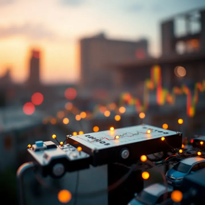 Illustration of blockchain technology elements connected to market dynamics and investment analysis