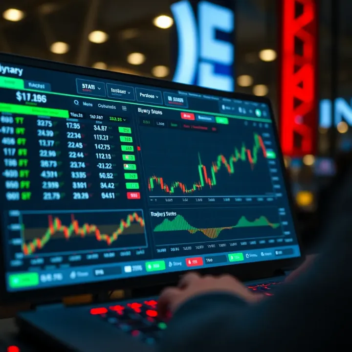 Binary.com trading platform interface showing real-time binary options market data and risk management tools