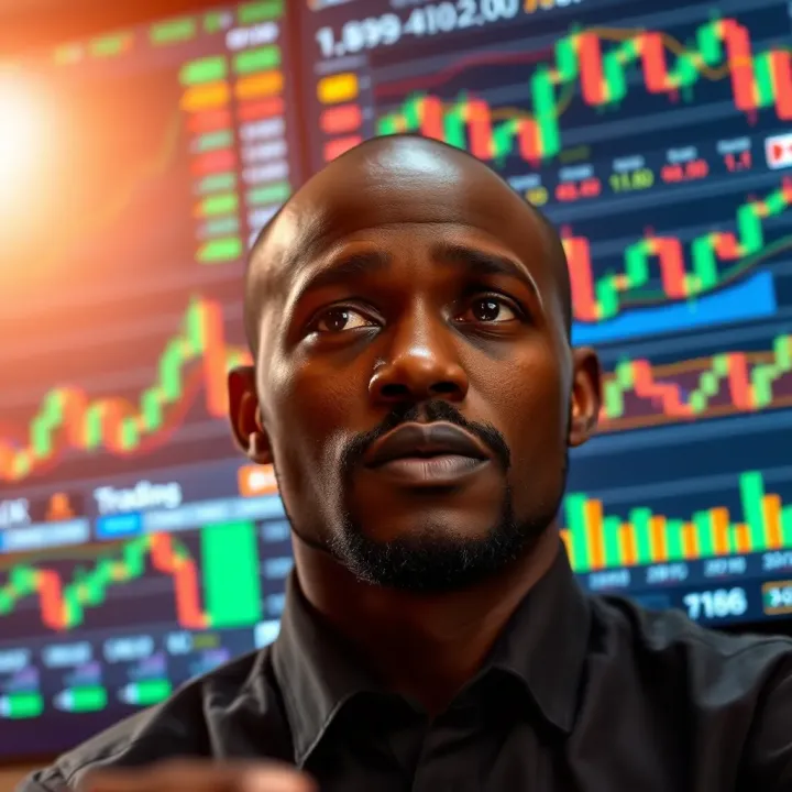 Visual representation of trading strategies with financial charts and indicators relevant to Nigerian market
