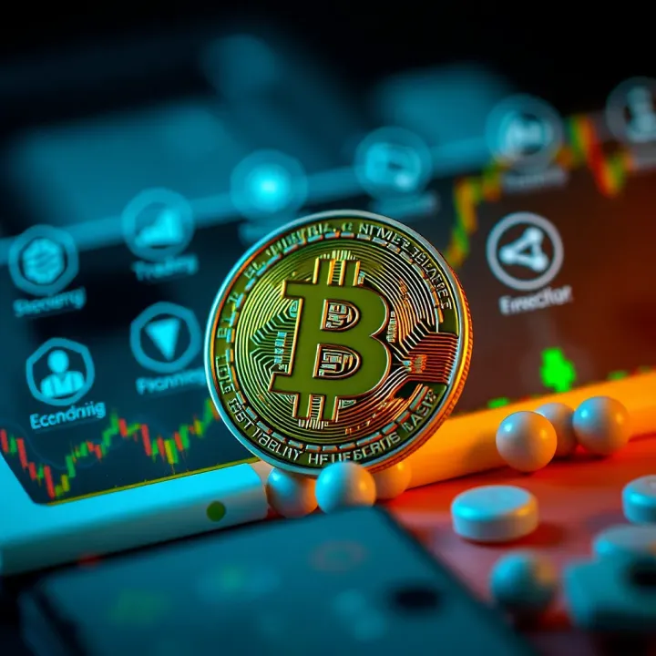 Illustration of Bitcoin symbol surrounded by icons representing technology, economy, and investment in Nigeria