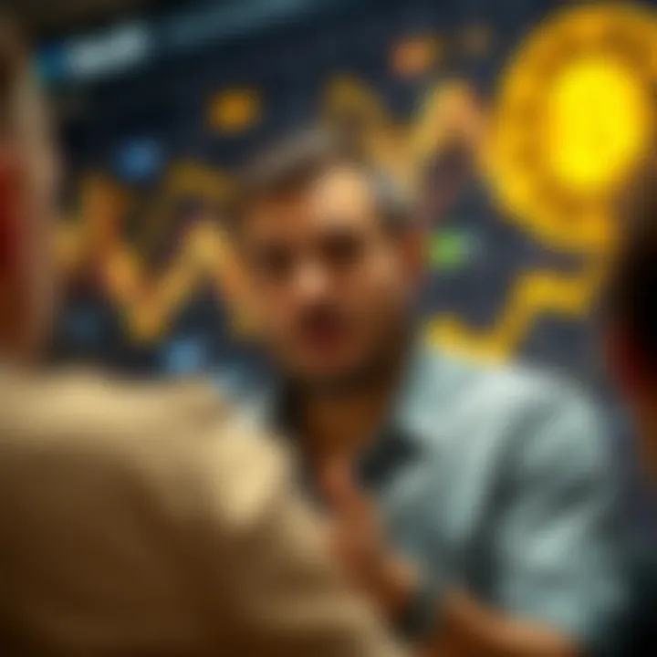 Ivan on Tech delivering an engaging cryptocurrency education session with blockchain graphics in the background
