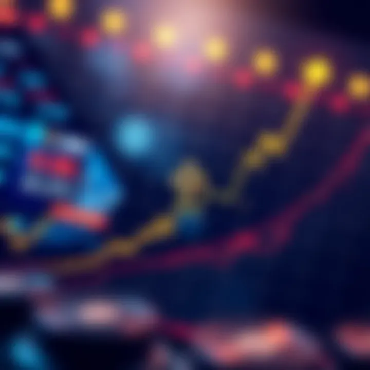 Graph showing upward trend in Cardano ADA coin price with blockchain network symbols