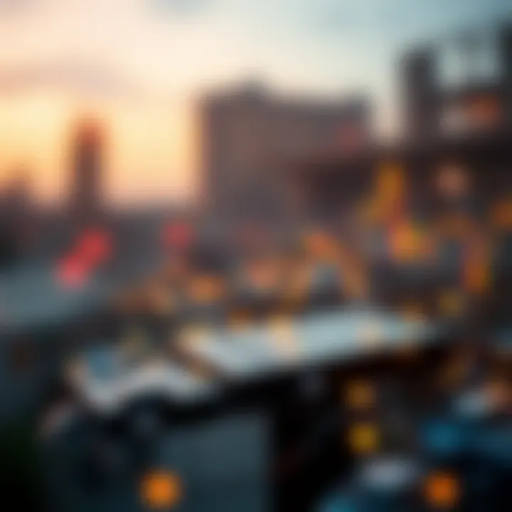 Illustration of blockchain technology elements connected to market dynamics and investment analysis