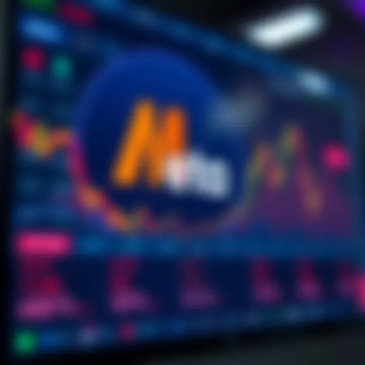 Illustration of a digital stock trading platform displaying the Meta logo and share prices