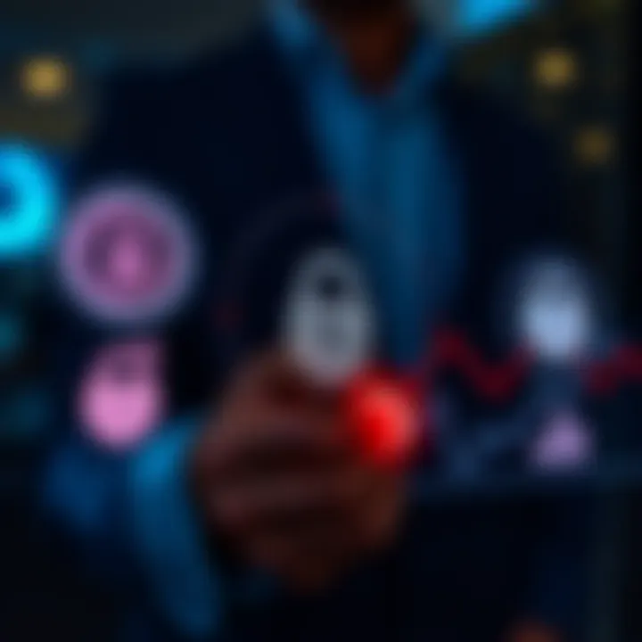 Illustration of secure trading with digital security icons and regulatory checks