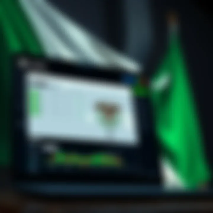 Digital interface showing copy trading platform features with Nigerian flag in background