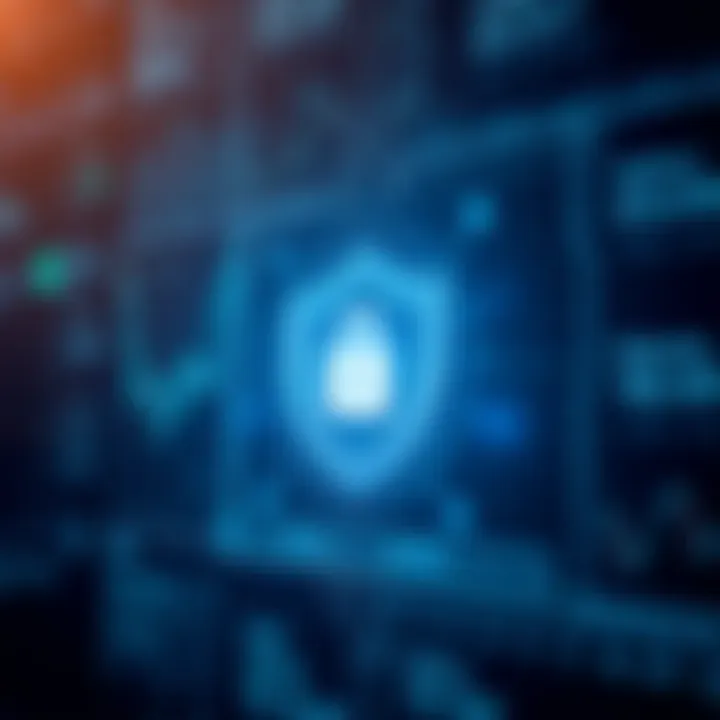 Secure financial transaction representation with digital shield symbolizing safety in online trading