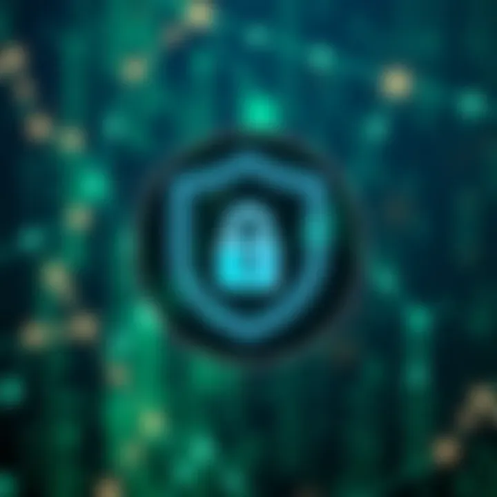 Illustration of a secure shield icon overlaid on a digital network background symbolizing protection against crypto scams