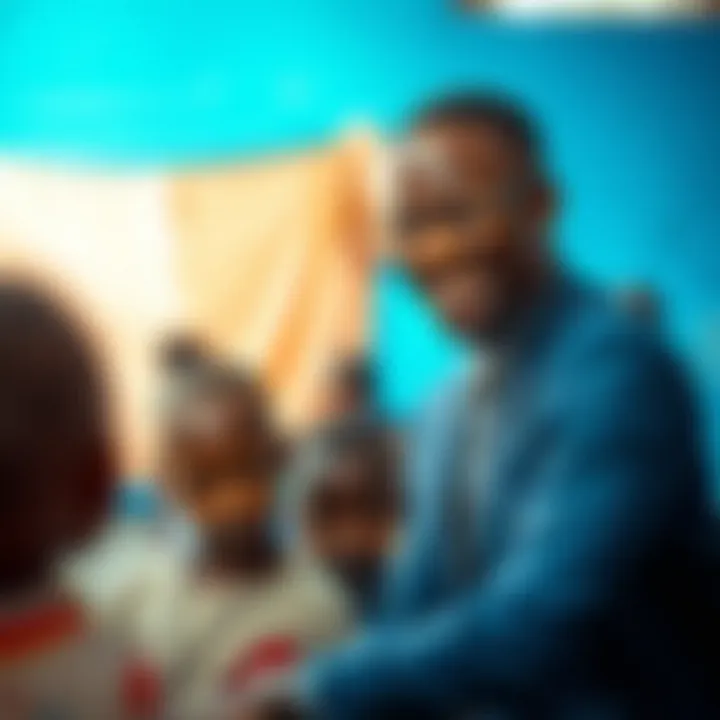 Uche Paragon at a charity event with children in a community setting