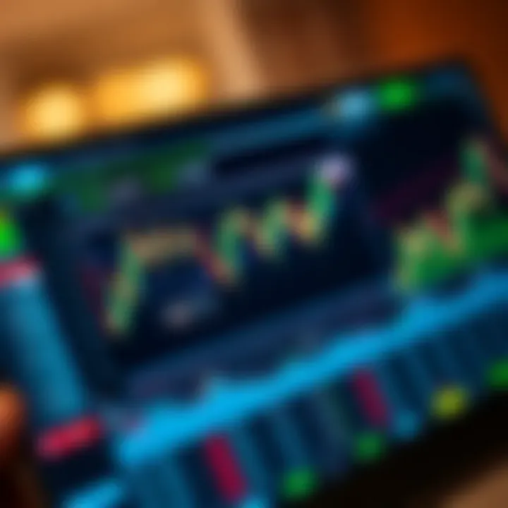 User interface of a digital trading platform showing charts and trading options