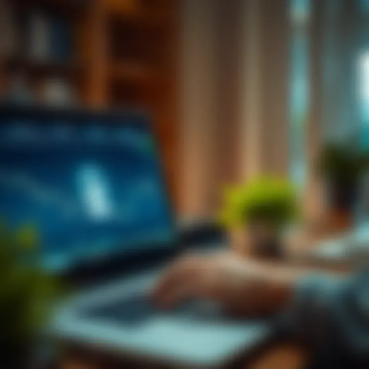 User logging into trading platform on a laptop with secure connection icon visible