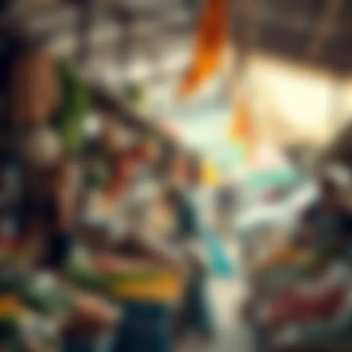 A bustling Kwakol market scene with a variety of fresh produce and handcrafted goods on display