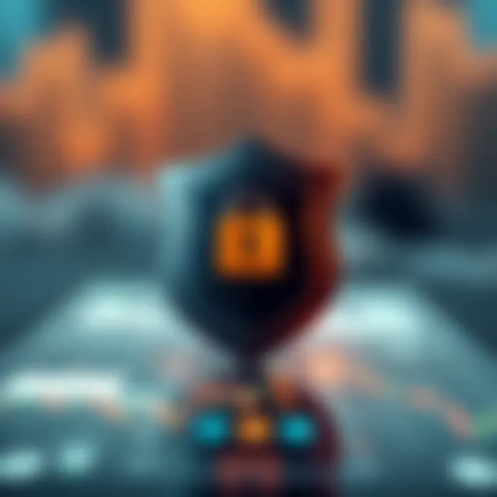 Illustration of digital security shield protecting financial transactions on trading app