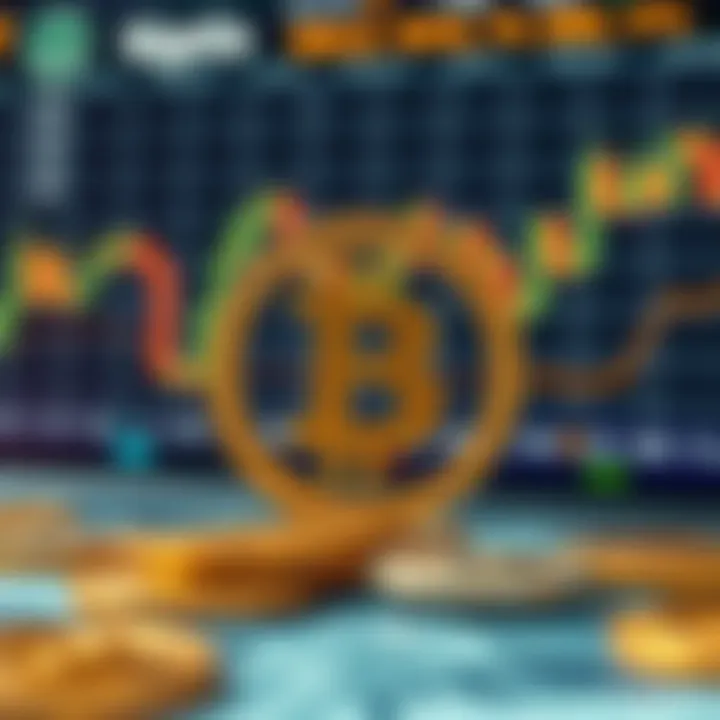 Illustration of Nigerian currency symbol with cryptocurrency icons and digital chart in background