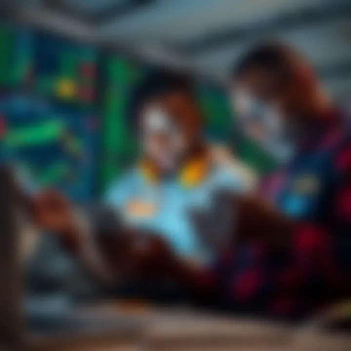 Nigerian Investors Engaging with Cryptocurrency Markets Illustration showing Nigerian investors analyzing cryptocurrency market trends on multiple devices