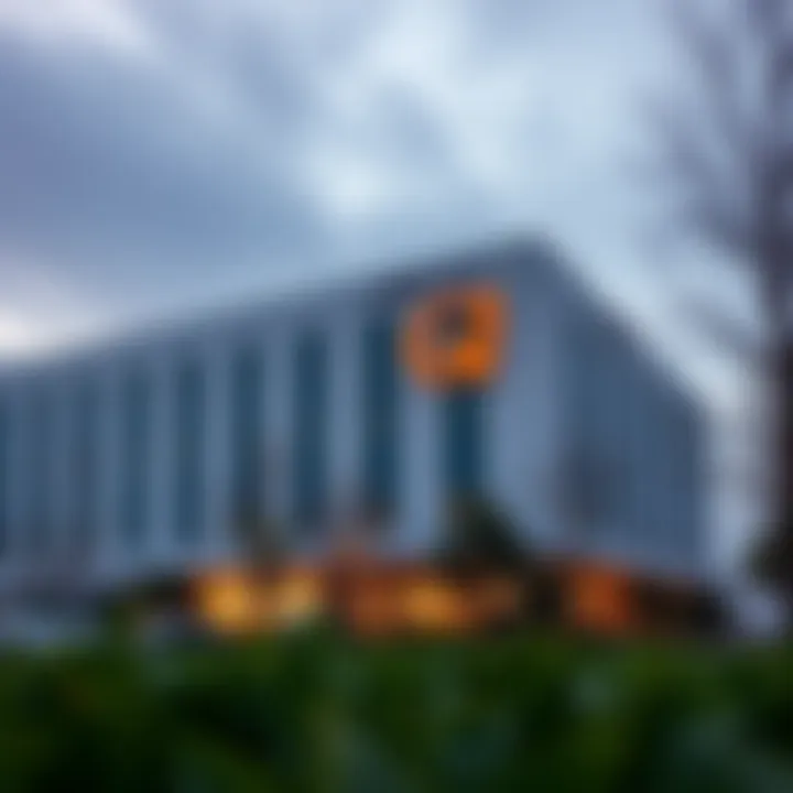 Corporate Headquarters of Qin Yinglin's Agribusiness Empire Corporate headquarters building with Qin Yinglin's company logo, symbolizing leadership in agricultural industry