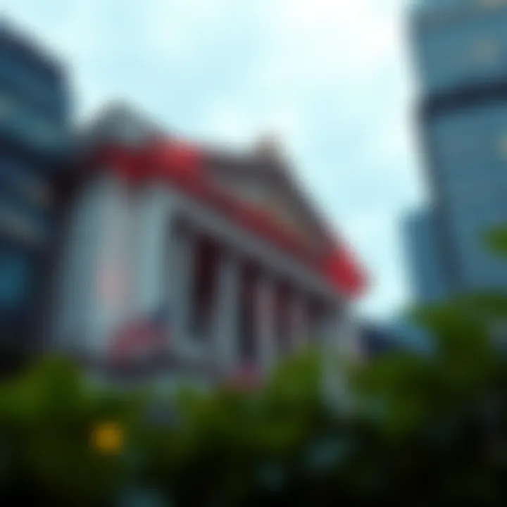 Illustration of a stock exchange building highlighting a new company introduction