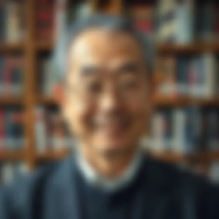 Portrait of Takashi Kotegawa smiling with a background of bookshelves indicating his academic achievements