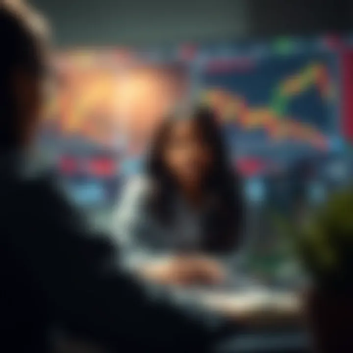 Forex Analysis by Leading Female Trader in Nigeria Female forex trader analyzing currency charts on a laptop with financial graphs in the background