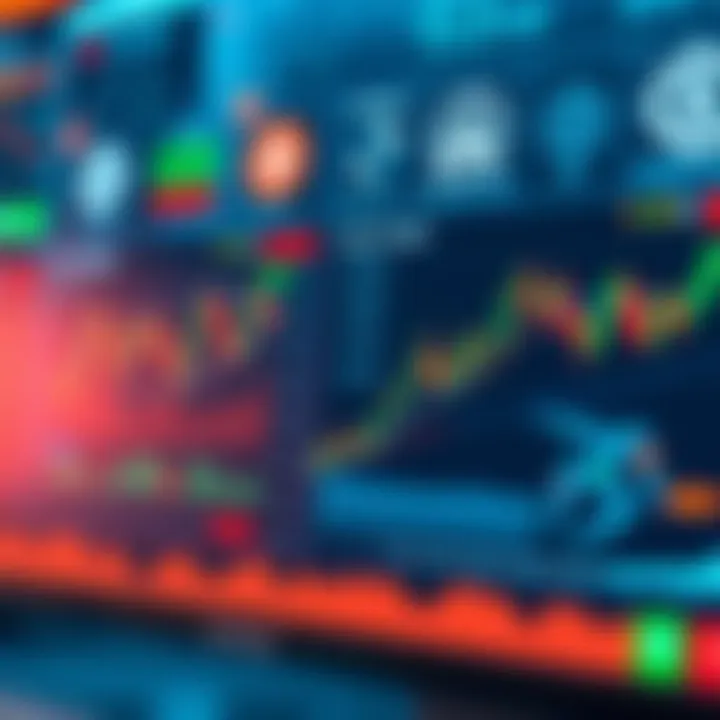 Illustration of a digital trading dashboard showing automated bot activities and market charts