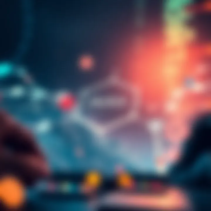 Illustration of Avalanche blockchain technology with interconnected nodes and digital assets