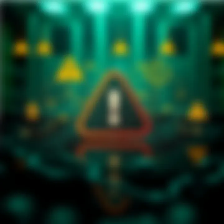 Conceptual graphic representing the risks and rewards of binary options trading with financial icons and warning symbols