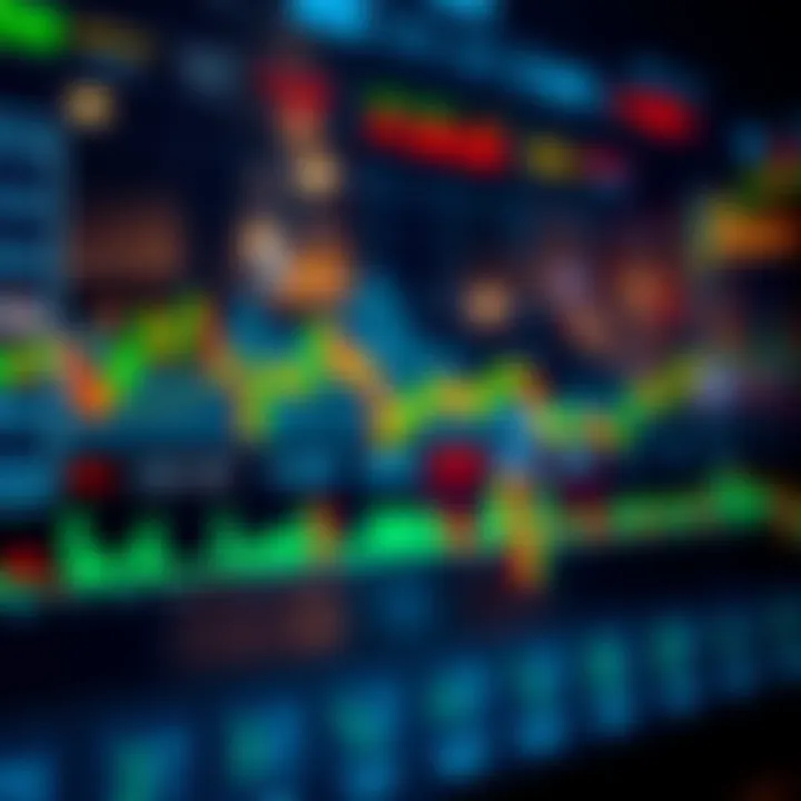 A conceptual illustration of online stock trading with financial icons and currency symbols