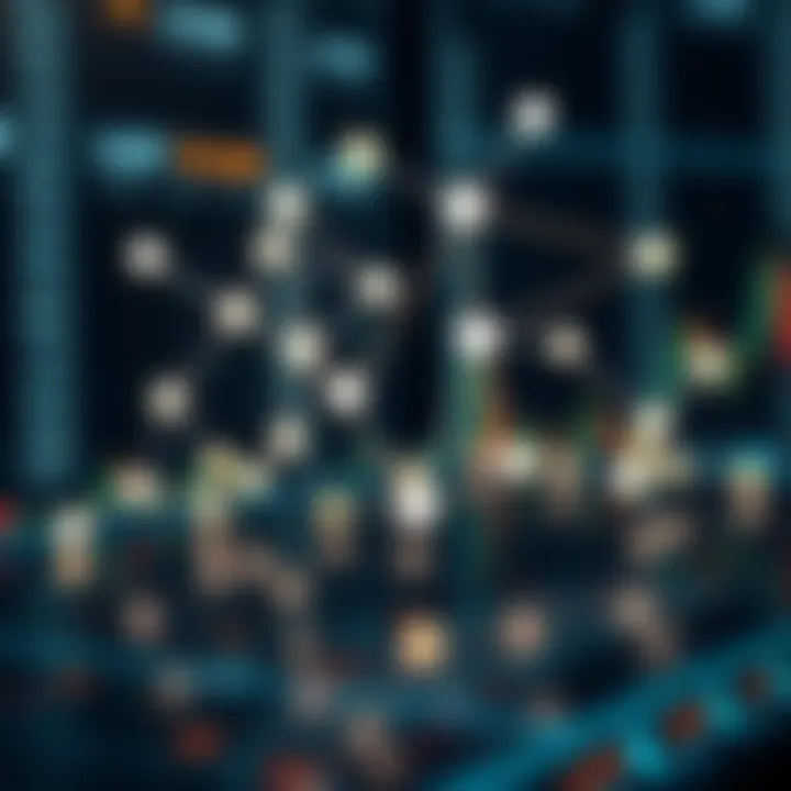 Conceptual depiction of digital trading platform with connected nodes symbolizing automatic trade replication