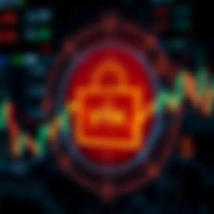 Security Features in Forex Trading Platforms Secure financial transaction concept with digital lock and currency symbols