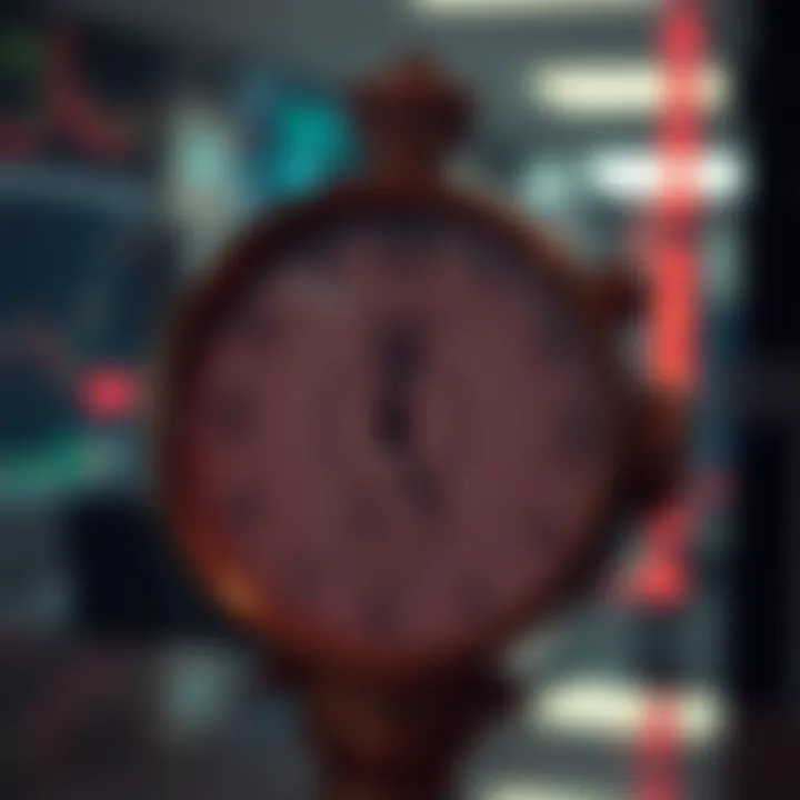 Clock showing different local times alongside forex market opening and closing hours