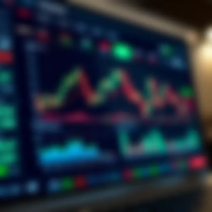 Illustration of a digital forex trading dashboard displaying currency charts and performance metrics