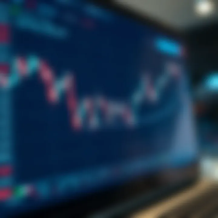 Graph showing financial market trends with digital interface elements