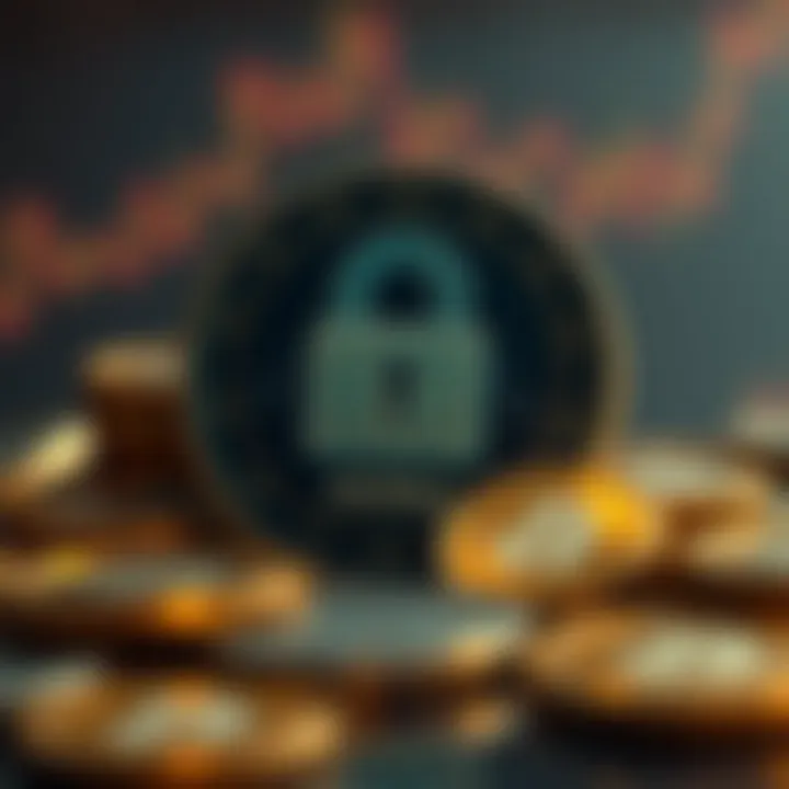 HODL Strategy in Cryptocurrency Investment Conceptual representation of HODL in cryptocurrency with digital coins and a secure lock symbol