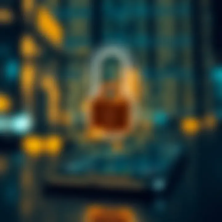 Illustration of a digital lock secured by multiple authentication layers on a smartphone