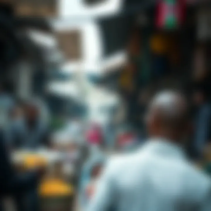 Bustling Nigerian market with diverse goods showcasing economic activity