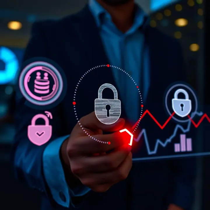 Illustration of secure trading with digital security icons and regulatory checks