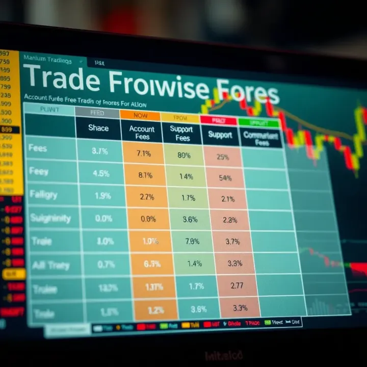 Comparison chart illustrating forex broker fees, account types, and support options
