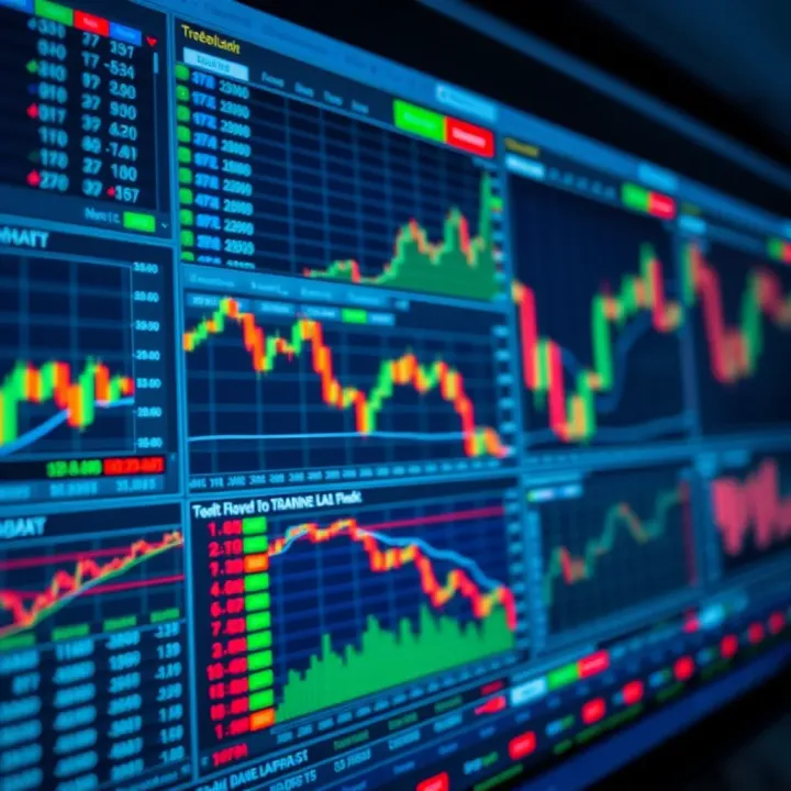 Digital interface displaying multiple trading charts and market data for financial analysis