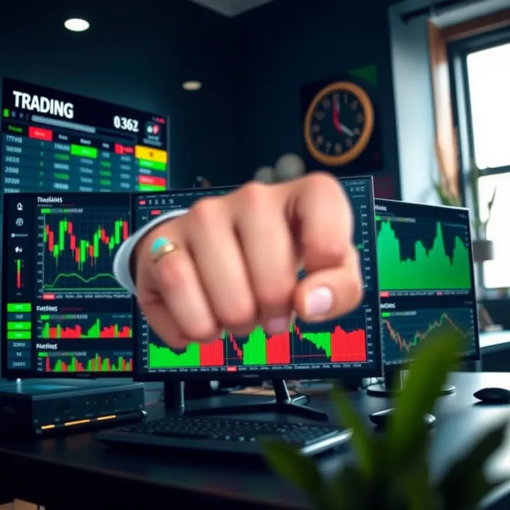Dashboard displaying various trading platform features including charts, indicators, and market data