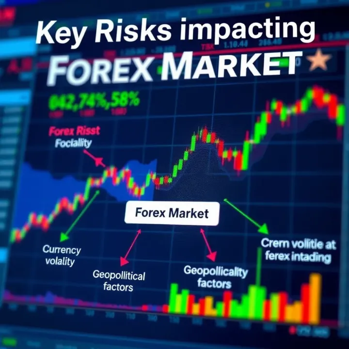 Illustration of forex market risks including currency volatility and geopolitical factors