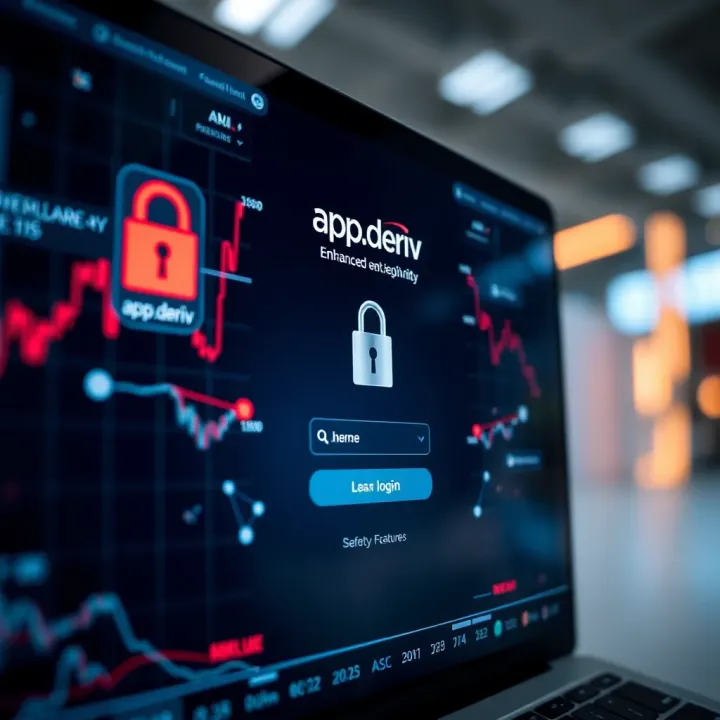 Secure login screen of app.deriv highlighting encryption and safety features