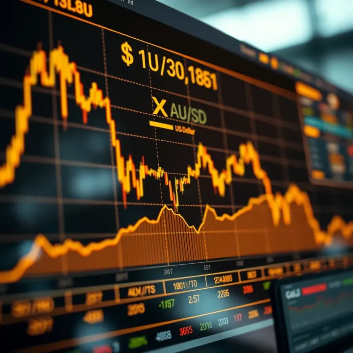 Graph showing gold price trends against the US dollar with highlighted market fluctuations