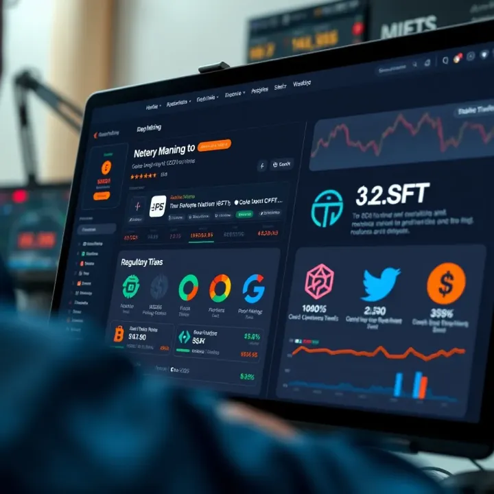 Graphical overview of online platform showing user reviews, risk factors, and regulatory compliance icons