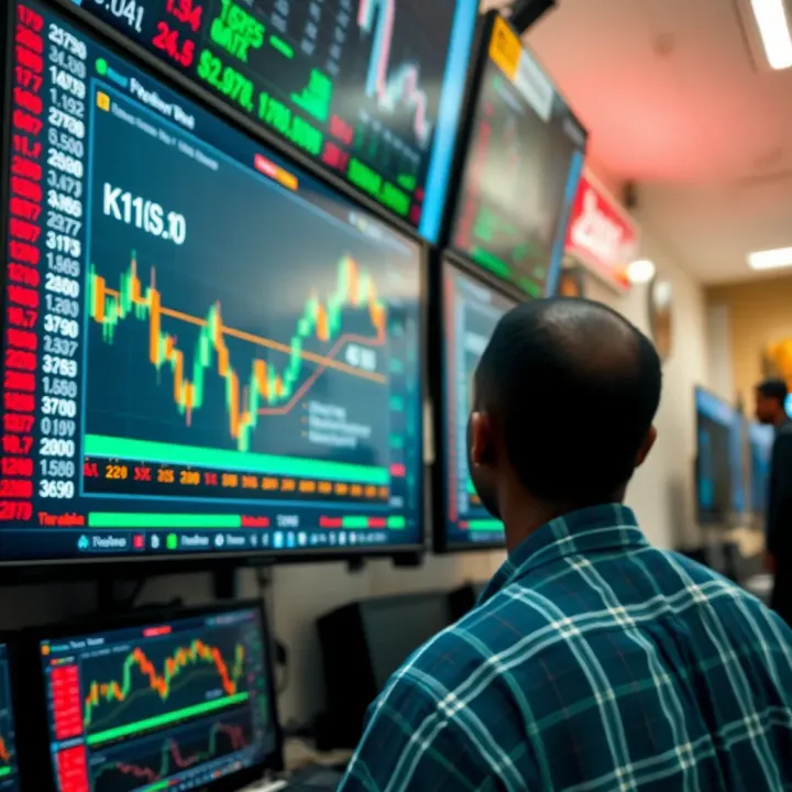 Financial charts and currency exchange rates on digital screens illustrating forex trading activity in Nigeria's market environment