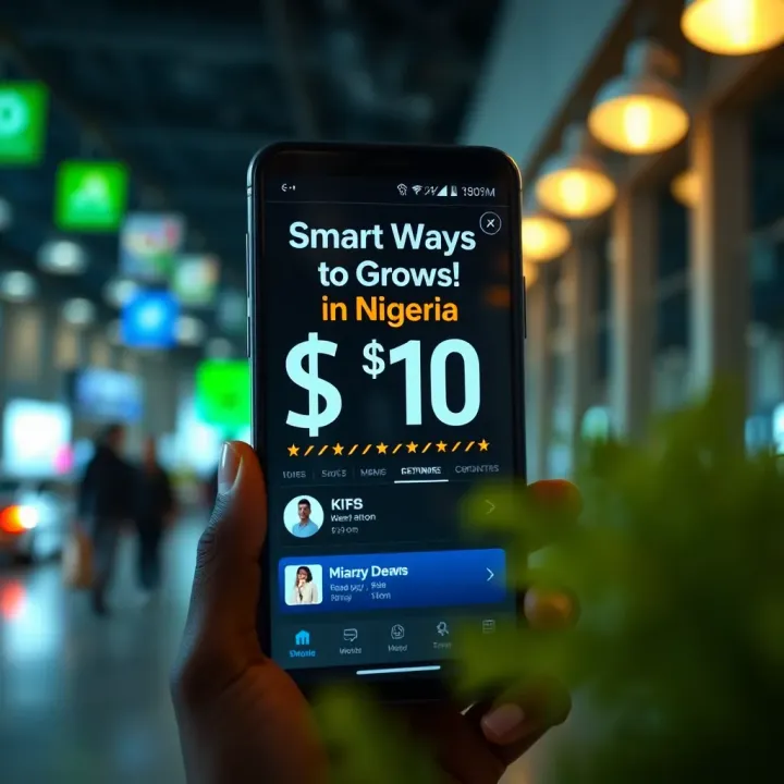 Smartphone displaying financial apps and digital platforms for money management and business ideas in Nigeria