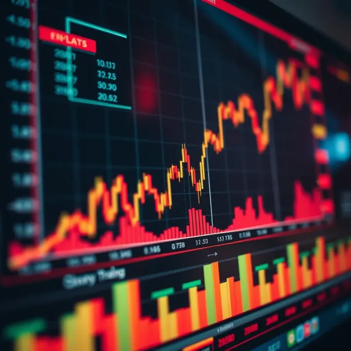 Graph showing currency exchange rate fluctuations in forex binary trading