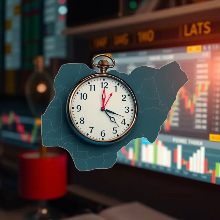 Clock overlayed on Nigerian map illustrating optimal forex market opening hours for traders in Nigeria