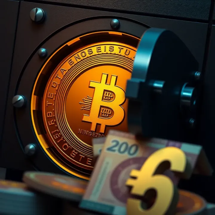 Visual representation of a strong vault protecting digital assets accompanied by a Nigerian currency symbol